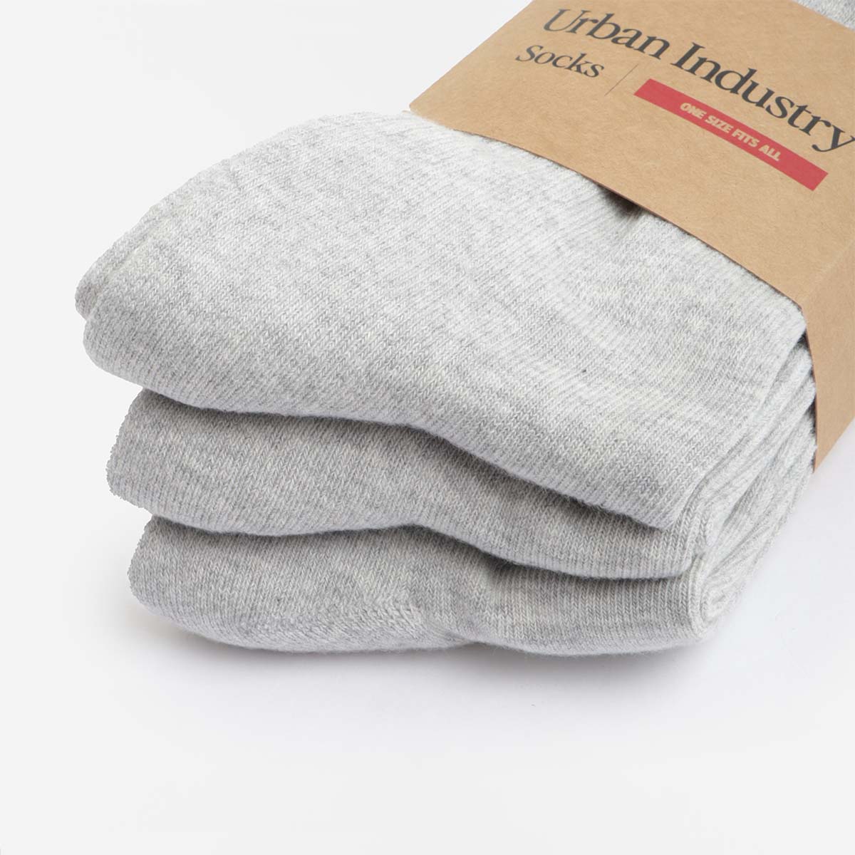 Urban Industry Classic Socks 3 Pack, Grey Heather, Detail Shot 3