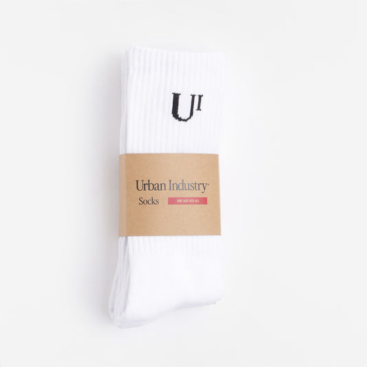 Urban Industry Classic Socks 3 Pack, White, Detail Shot 1
