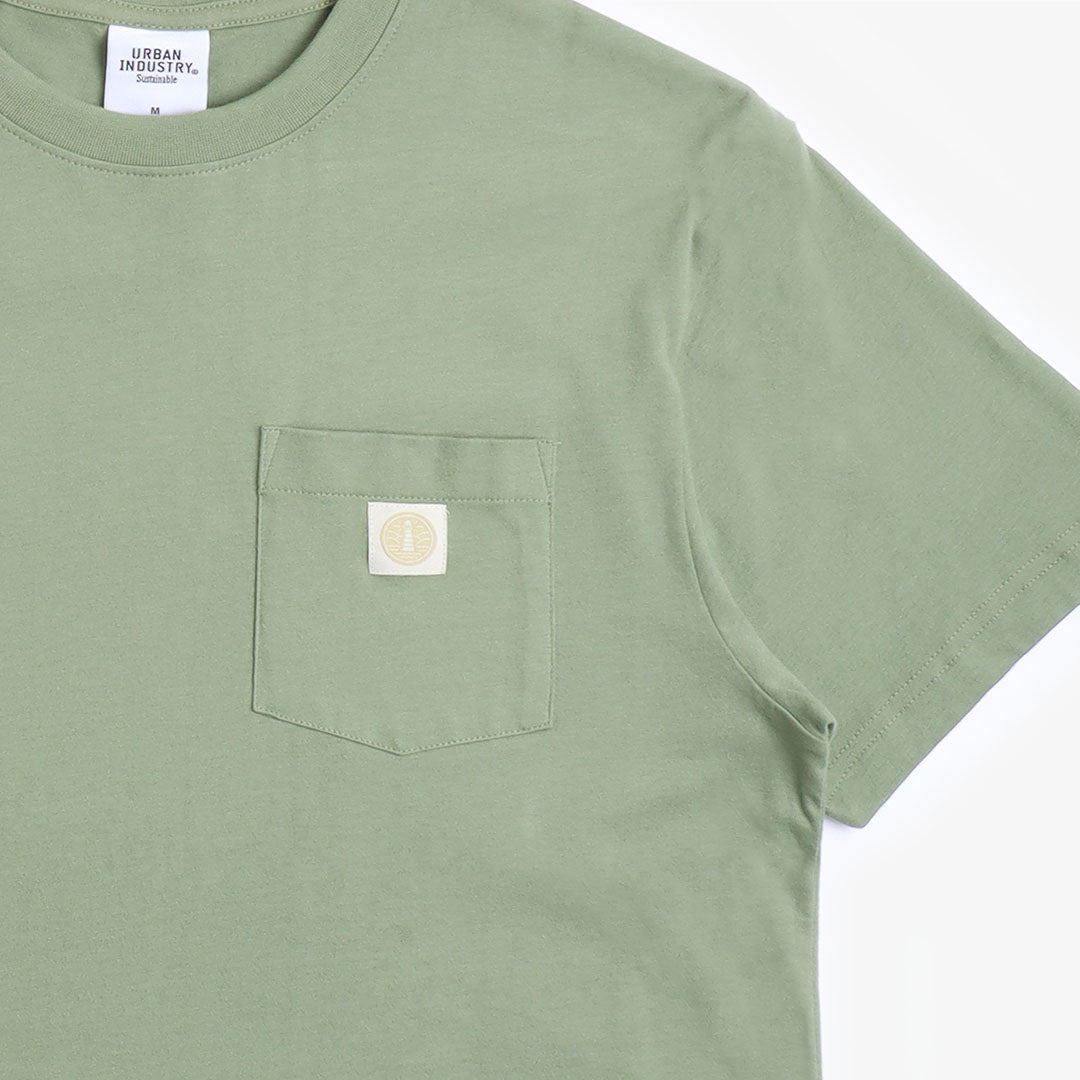 main Urban Industry Organic Beacon Pocket T-Shirt, Olive Green, Detail Shot 2