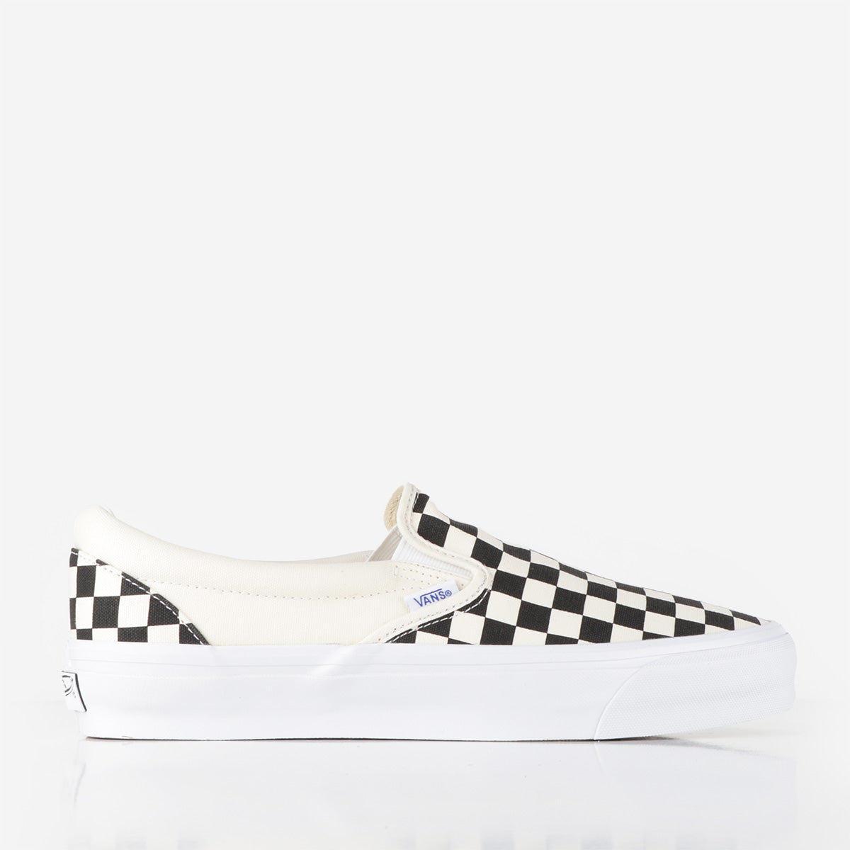 main Vans Premium Slip-On Reissue 98 Shoes, LX Checkerboard Black Off White, Detail Shot 1