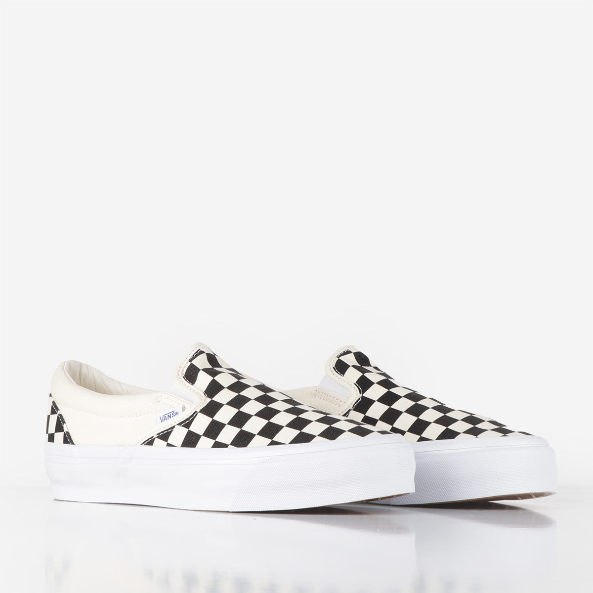 main Vans Premium Slip-On Reissue 98 Shoes, LX Checkerboard Black Off White, Detail Shot 2