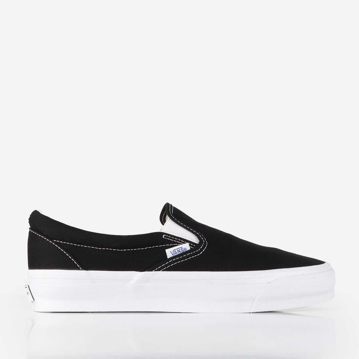 main Vans Premium Slip-On Reissue 98 Shoes, LX Black White, Detail Shot 1