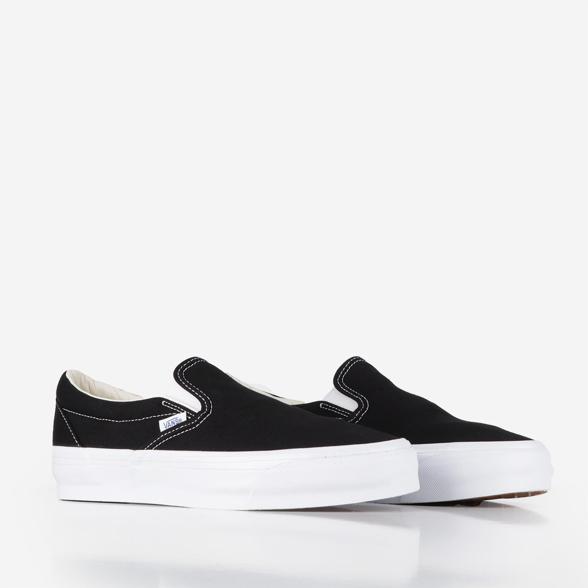 main Vans Premium Slip-On Reissue 98 Shoes, LX Black White, Detail Shot 2