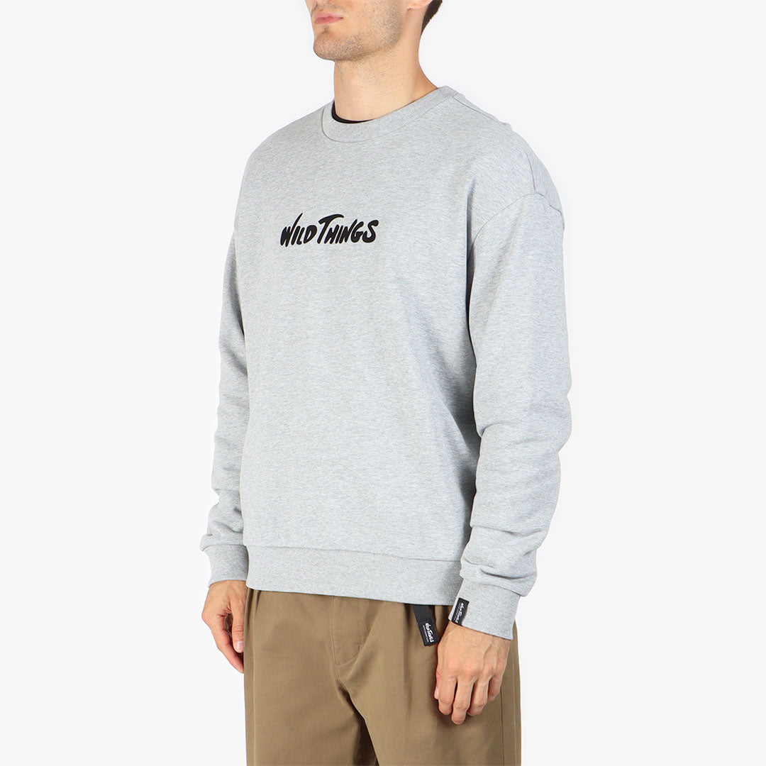 main Wild Things Logo Crew Neck Sweatshirt, Grey, Detail Shot 2