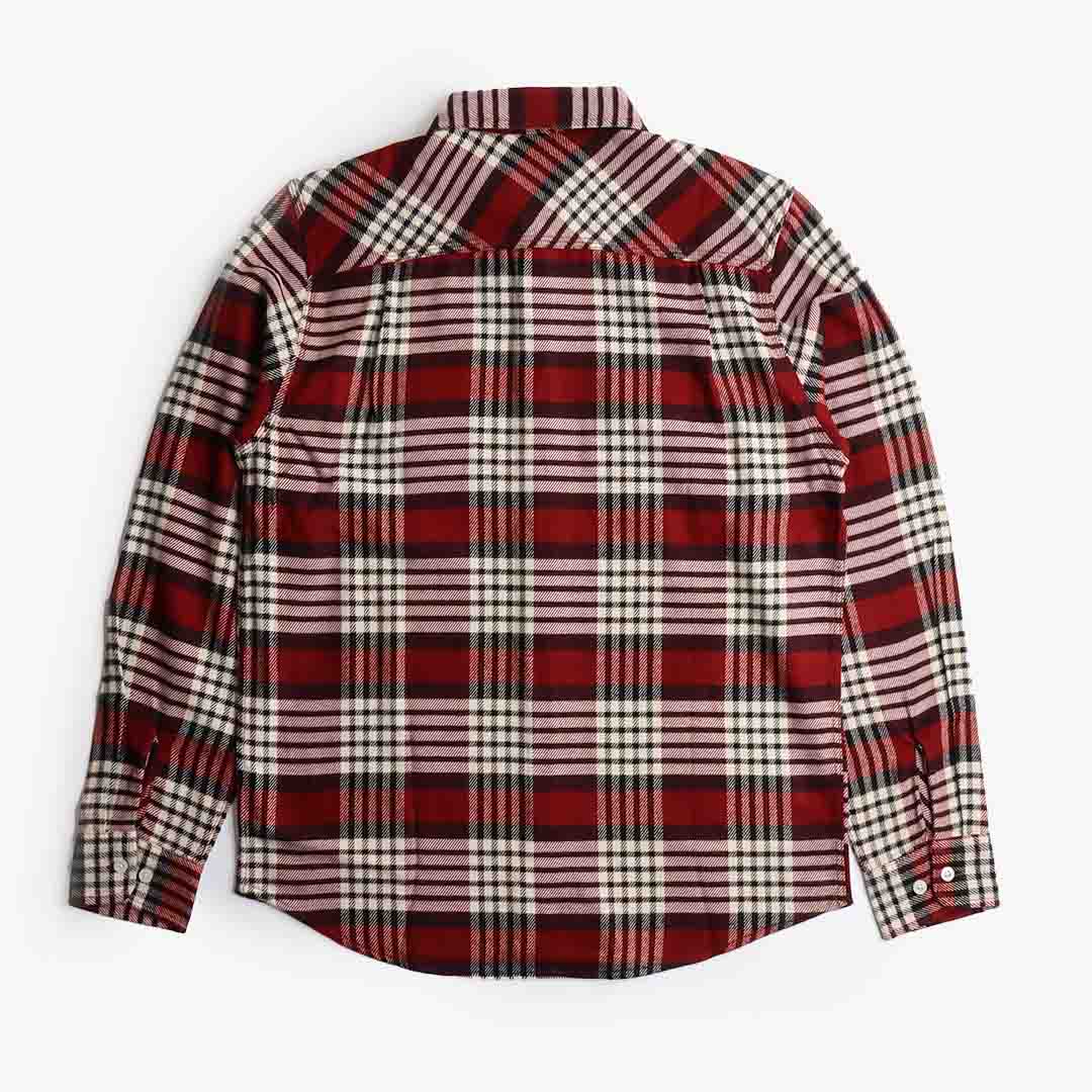 Brixton Bowery Flannel Shirt Isalnd Berry White Cap Black