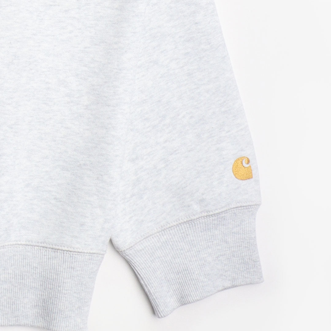 main Carhartt WIP Chase Crewneck Sweatshirt, Ash Heather Gold, Detail Shot 2