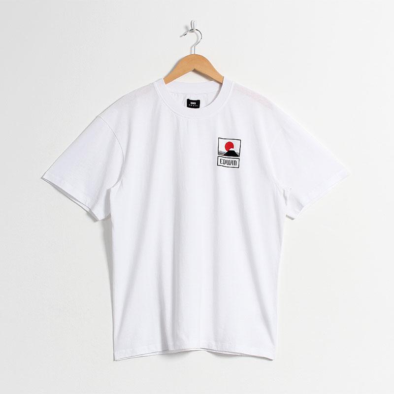 Edwin Sunset on MT Fuji T-shirt, White (Garment Wash), Men's