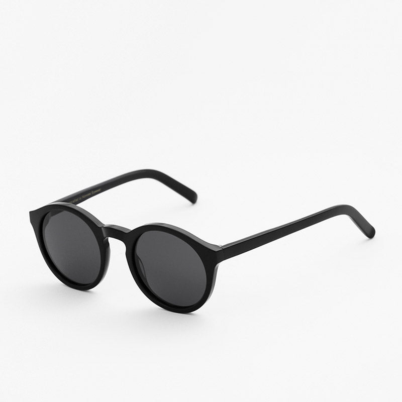 main Monokel Eyewear Barstow Recycled Sunglasses, Black Solid Grey, Detail Shot 2